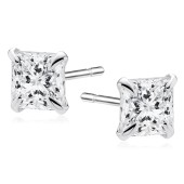 Cercei argint cu piatra Princess Cut 5 mm DiAmanti  1CK5ER_W-DIA (Argint 925‰ 0,8 g.)